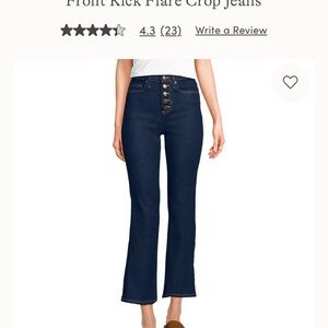 Lands' End Navy Button-Fly Flare Jeans